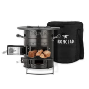 Ironclad Supply front view of stove showing compact portable design and quick setup benefit