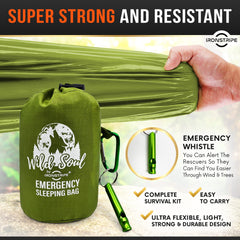 Ironstripe bivy sack folded in drawstring pouch for compact, easy storage