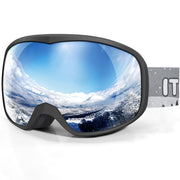 ITOWE front view of youth ski goggles showing full coverage and clear vision benefit