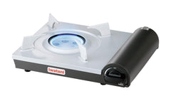 Iwatani front view showing compact portable cooktop and sleek black finish for versatile use