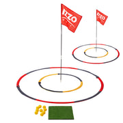 Izzo front view of full bullseye practice set showing included targets and flags for convenient practice
