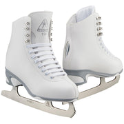 Jackson Ultima front view of women’s figure skate showing classic styling and chrome insert