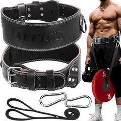 Jaffick front view of leather belt showing robust construction and secure support