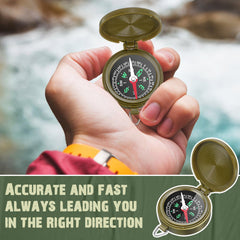 JaGely compass held in hand demonstrating small size and convenient pocket carry