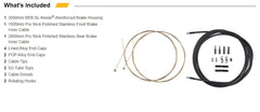Jagwire inner cable and housing lengths on workbench showing 1500mm and 2800mm measurements