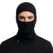 Janus front view black balaclava showing full coverage and wind protection