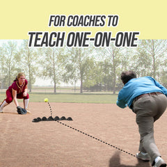 JASCOPRO trainer in use with coach throwing, enables repeatable fielding drills