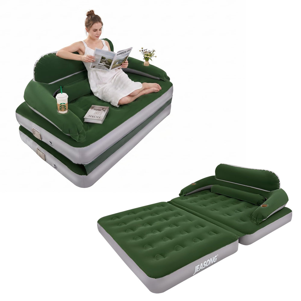 JEASONG front view of inflated queen air mattress showing roomy comfort