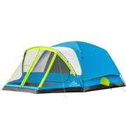 JELUCAMP front view showing tent exterior and spacious screened porch benefit