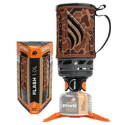 Jetboil Flash front view showing compact duck camo design and quick setup benefit