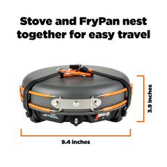 Jetboil HalfGen burner head top view, demonstrating the 10,000 BTU powerful flame