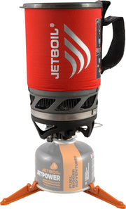 Jetboil MicroMo front view showing compact ultralight design and fast boil benefit