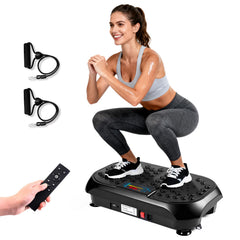 JIANYHW vibration plate front view showing compact platform and benefits