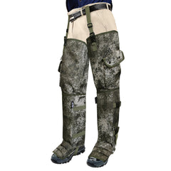 JLDTOP front view camouflage gaiters showing full ankle-to-thigh protection