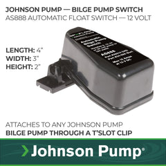 Johnson Pump AS888 side profile highlighting compact footprint and easy install benefit