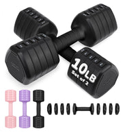 JORICY pair front view showing compact adjustable dumbbells, space-saving training