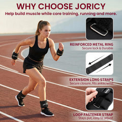 JORICY ankle weights worn during exercise demonstrating stable placement and improved intensity