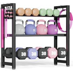 JSNW front view of rack showing organized dumbbell storage and space saving