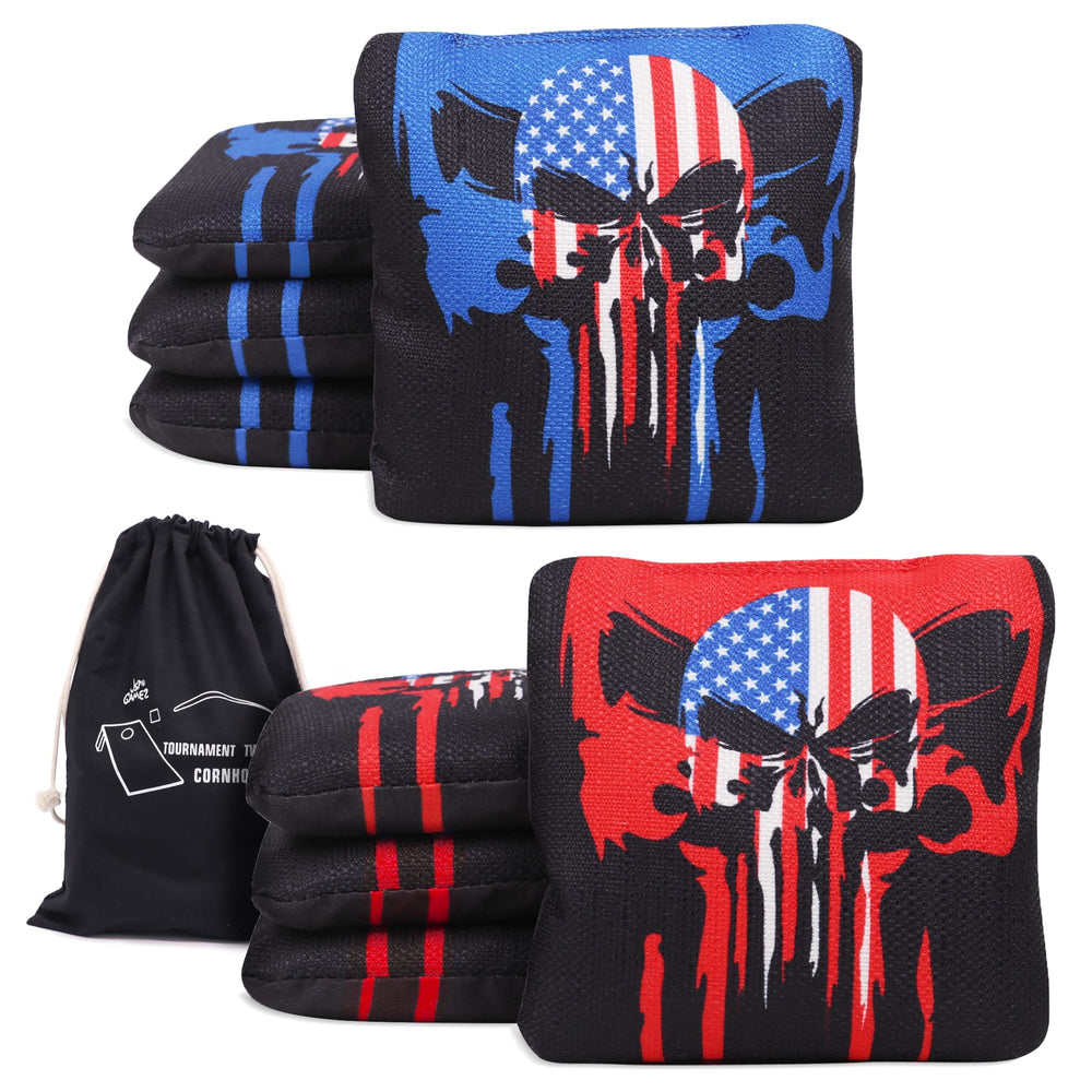 JST GAMEZ front view of eight regulation cornhole bags, ready to play
