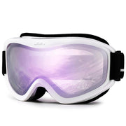 JULI front view of arctic white goggles showing full-frame clarity and style