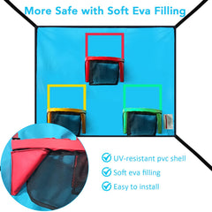 Jump Tastic Trampoline strap and V-ring detail for secure, tool-free installation