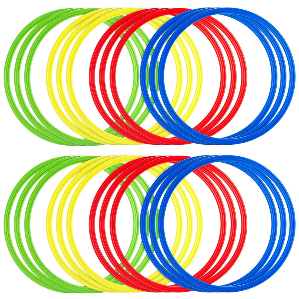 Juvale agility rings front packaging showing 24 colorful hoops and set benefit
