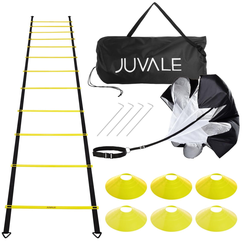 Juvale front packaging showing full agility ladder kit and contents for easy identification