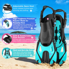 Jwintee adjustable fins profile showing short blade for efficient propulsion