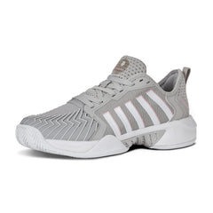 K-Swiss shoe front view showing Vapor Blue color and supportive toe box benefit
