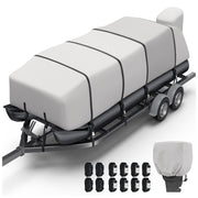KAKIT front view of full boat cover protecting hull, shows secure fit and weather protection