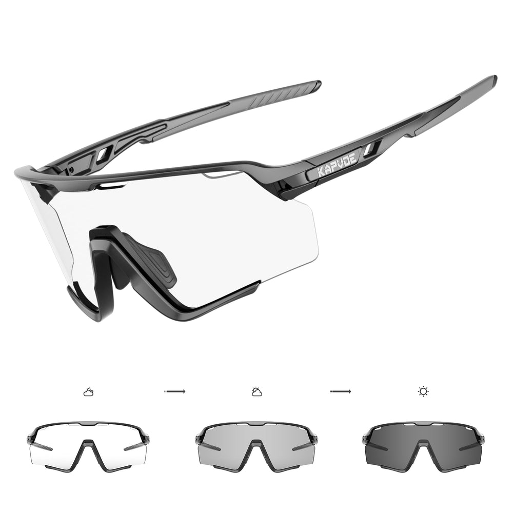 KAPVOE front view of glasses showing sleek fit and aerodynamic shape for cycling