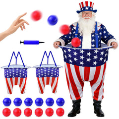 Karjiaja front view of patriotic granny pants showing red white blue design and durability