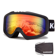 Karsaer front view of goggles showing clear lens and comfortable fit benefit