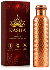 KASHA hammered copper bottle front view showing elegant finish and durable design