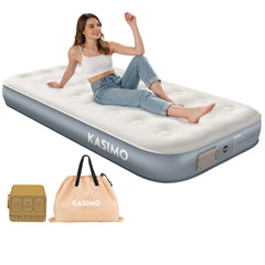KASIMO front view of inflated mattress shows supportive 10-inch height and comfort