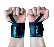 Katamu wrist wraps front view showing pair and branding for reliable gym gear