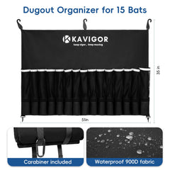 KAVIGOR holding bats and gloves on a fence for organized access
