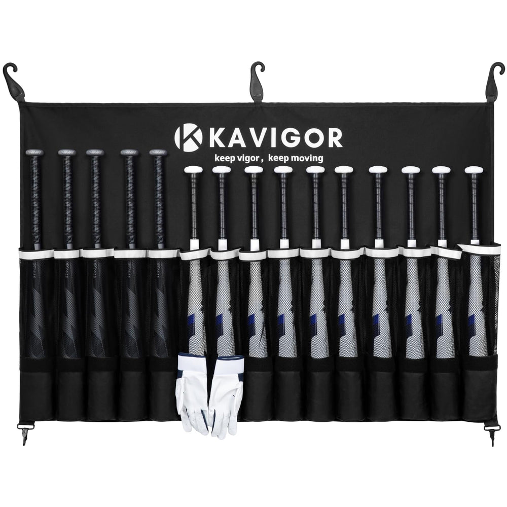 KAVIGOR front view showing 15-bat capacity and tidy storage benefit