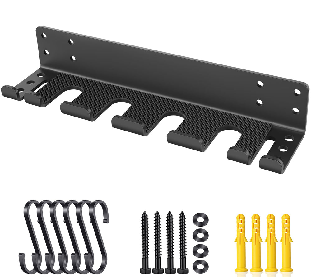 KDNVPS front view of wall-mounted barbell holder showing neat storage benefit