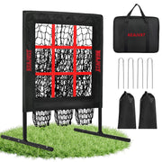 KEAJVXT front view pitching net showing nine target pockets for focused practice