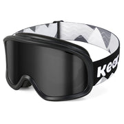 Keary front view of goggles showing wide field of vision and protective fit