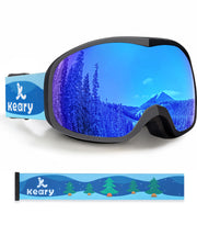 Keary front view goggles showing wide spherical lens and clear vision benefits