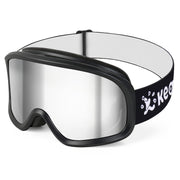 Keary front view of goggles showing full lens and ventilation, clear vision benefit