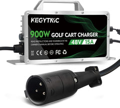 Kegytric front view charger showing robust casing and quick-connect benefit