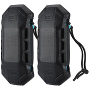 KEMIMOTO front view of two black boat fenders showing shape and mounting strap for quick protection