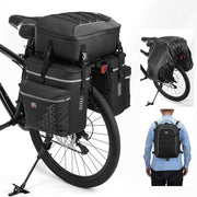 KEMIMOTO front view of panniers showing organized storage and durable build