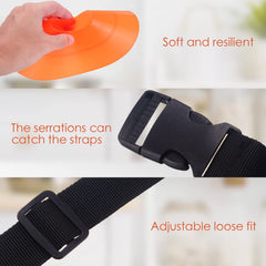 Kenning straps threaded through stacked cones for tidy transport and storage