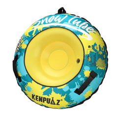 KENPUAZ front view of 47-inch green snow tube shows durable design and easy boarding