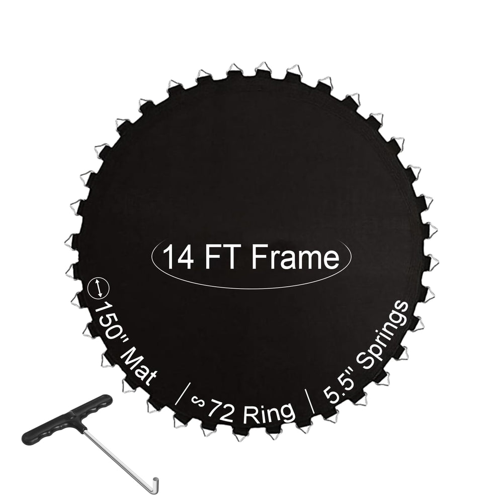Ketofa front view of 14 ft trampoline mat showing fit and label for easy replacement