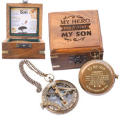 Khybex compass front view showing polished brass and readable face, gifting appeal